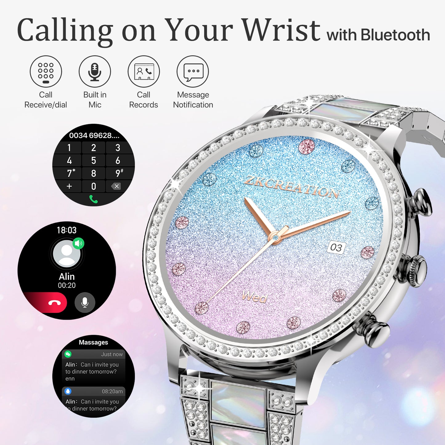 Zkcreation I-Feel 3 Silver Smart Watches