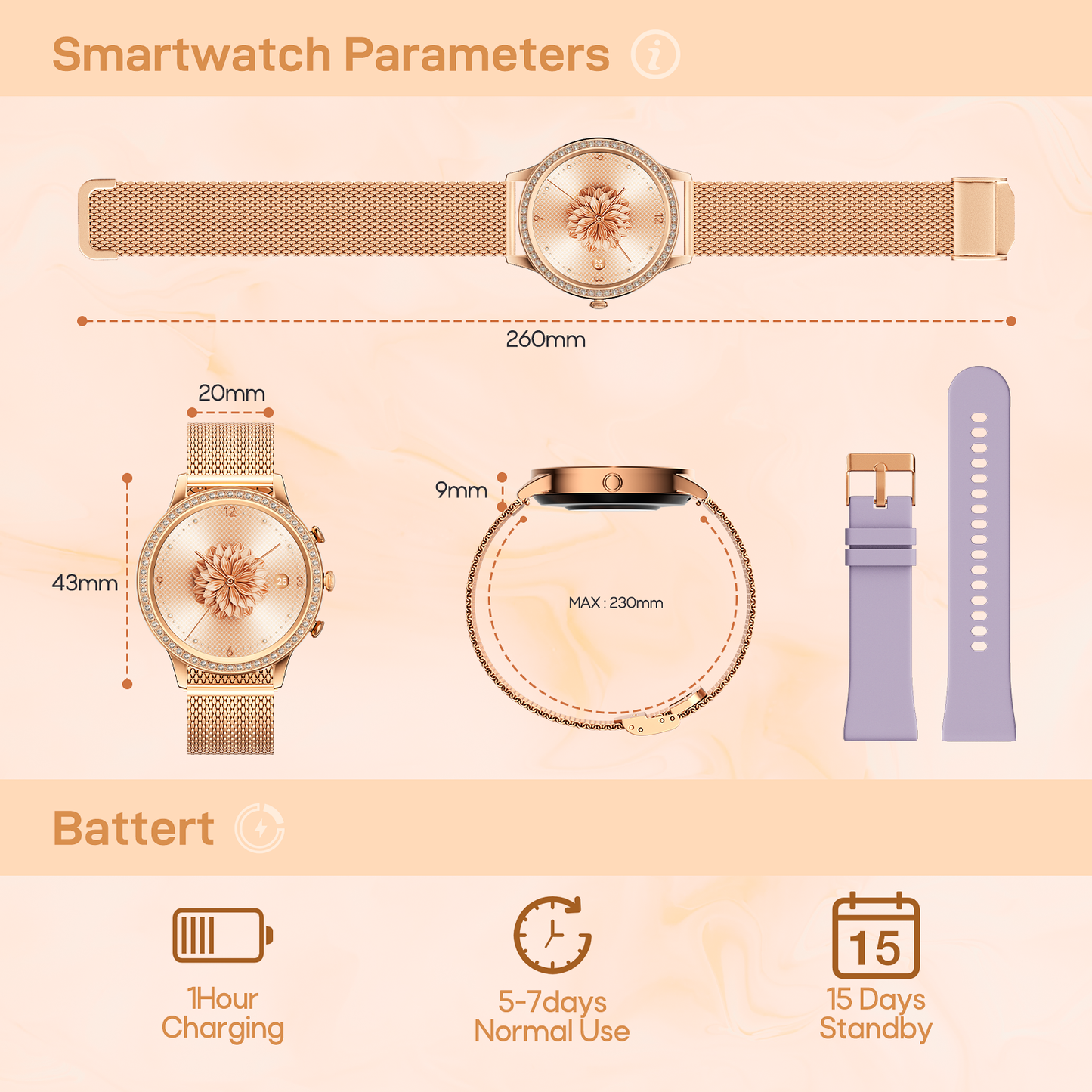 Zkcreation I-Feel 3 Gold Smartwatches
